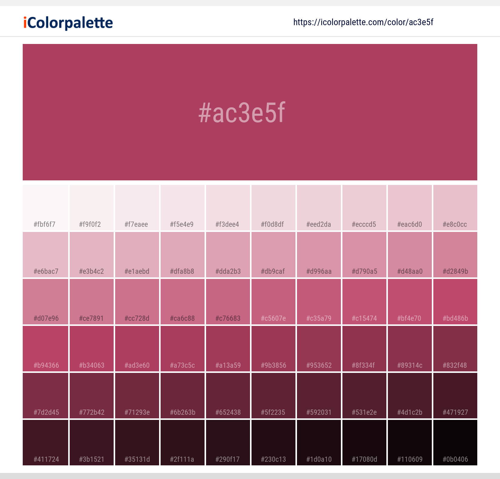 Hex Color Code Ac3e5f Hearts Desire Color Information Hsl Rgb Pantone