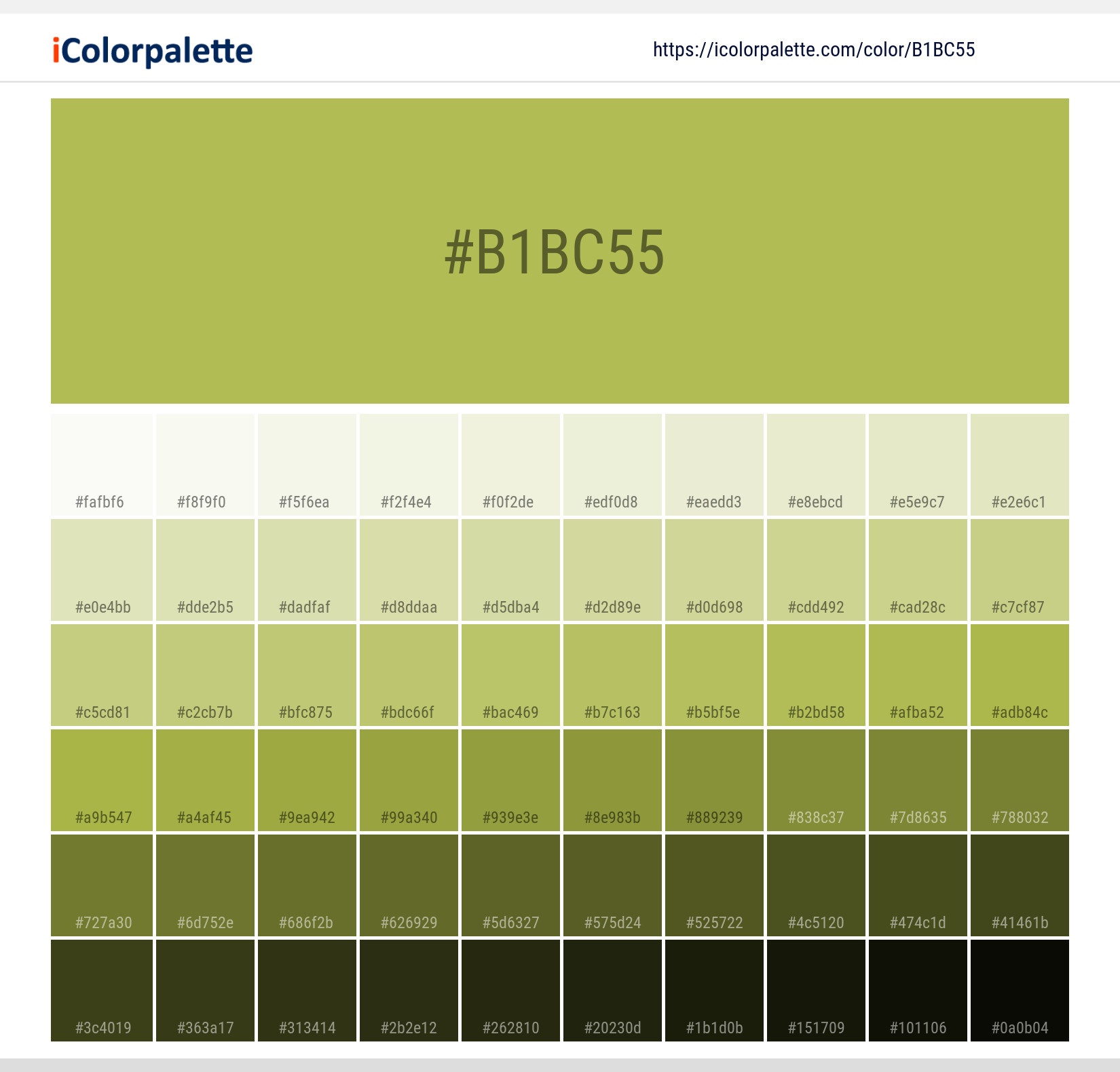 Pantone 14-0445 Tpg Bright Chartreuse Color, Hex color Code #b1bc55  information, Hsl, Rgb