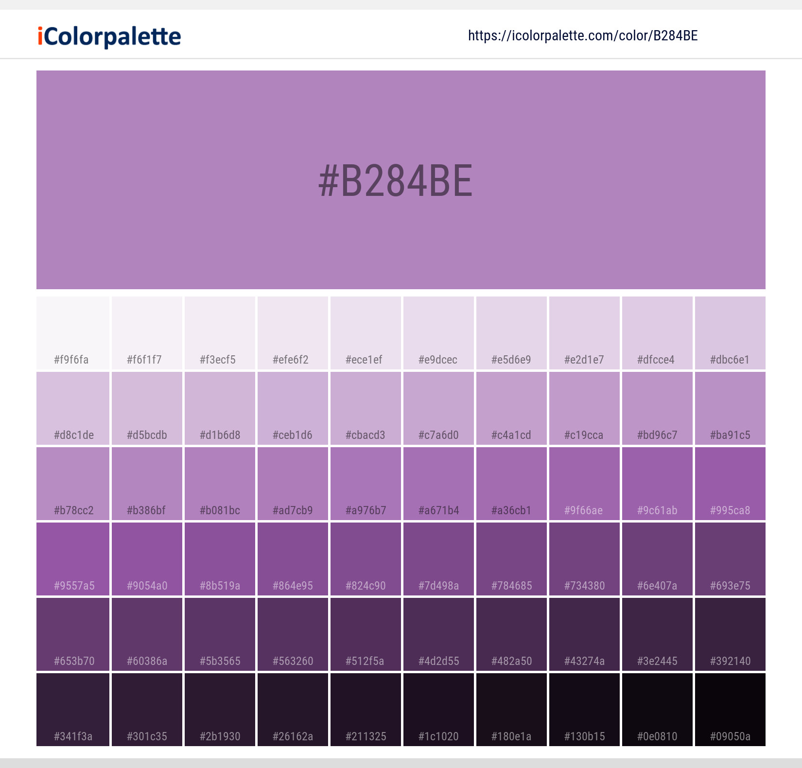 Hex Color Code B284be Pantone 16 3520 Tpx African Violet Color Information Hsl Rgb Pantone