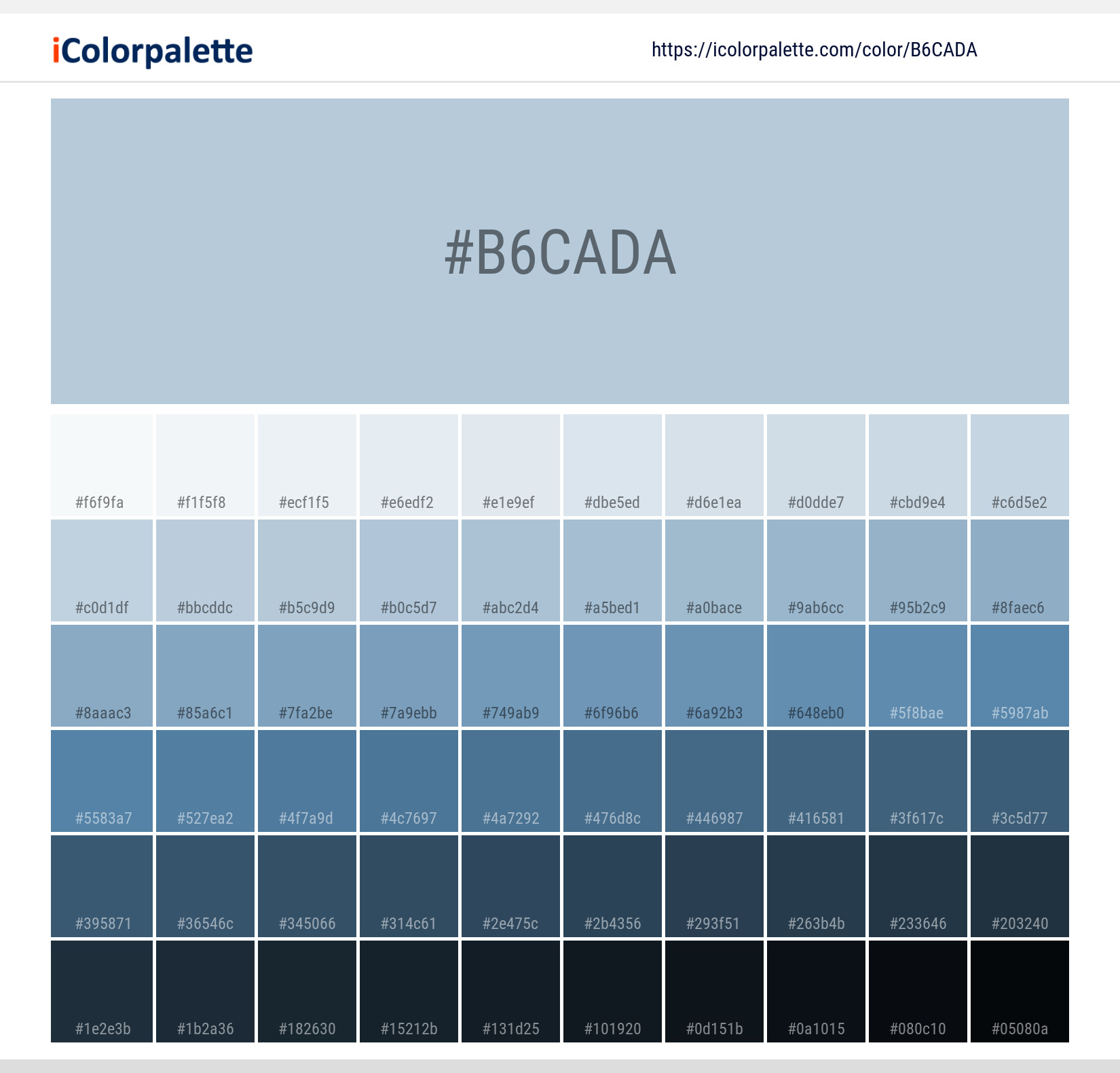 Hex Color Code B6cada Pantone 13 4308 Tpx Baby Blue Color Information Hsl Rgb Pantone