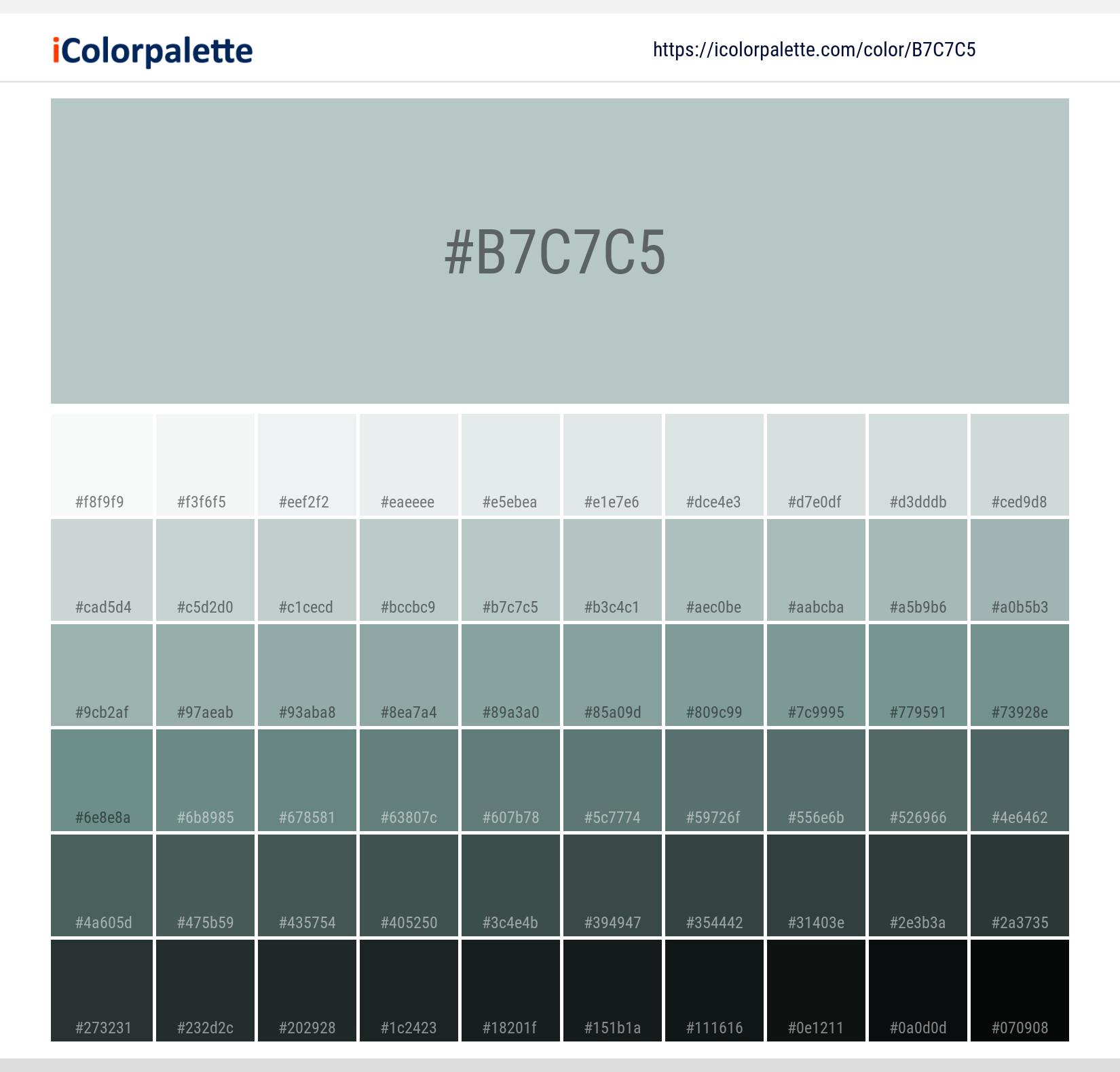 Hex Color #b7c7c5 | Printing Match PANTONE 14-4504 TPG | Color ...