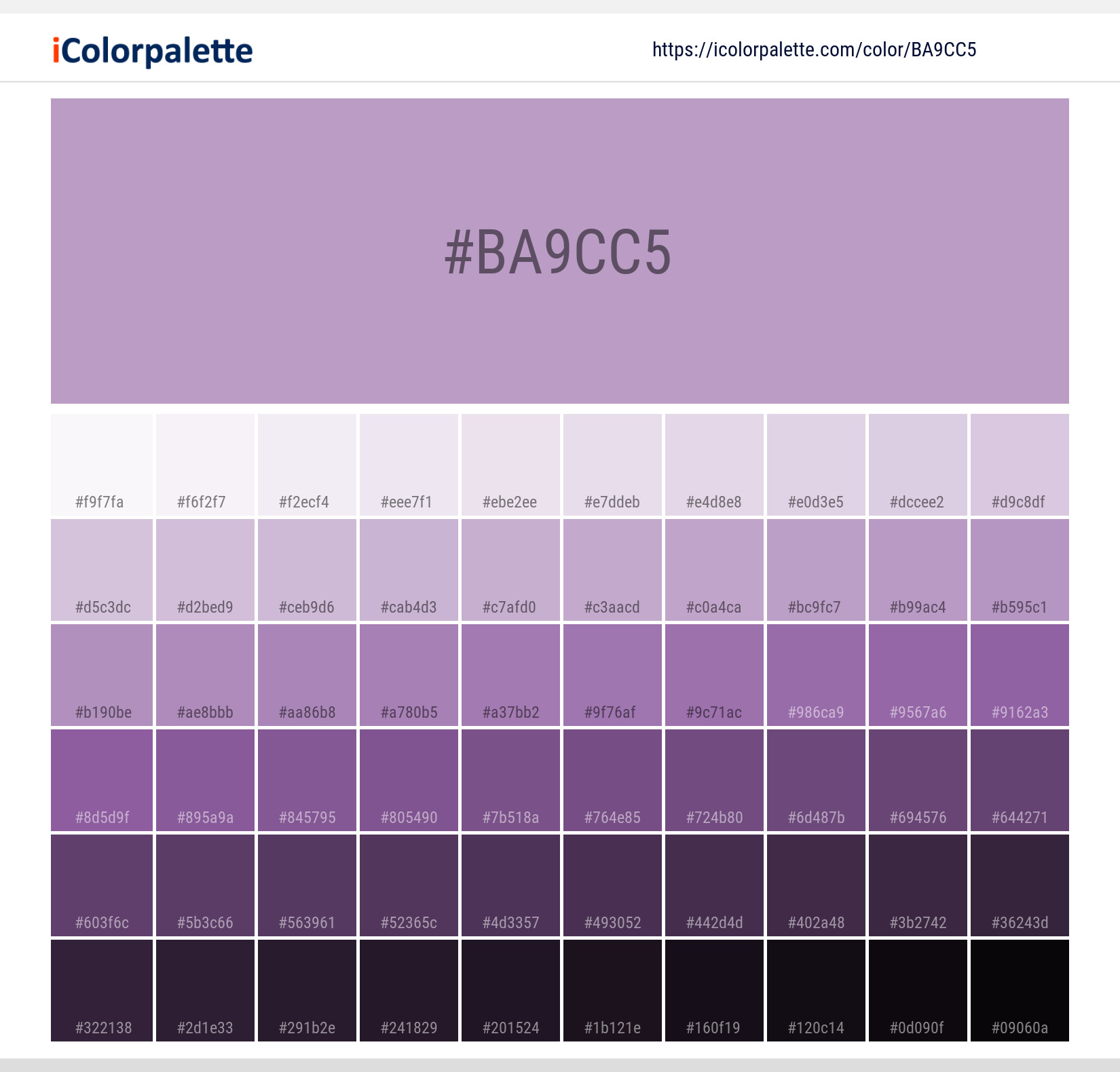 Pantone 522 C Color | Hex color Code #BA9CC5 information