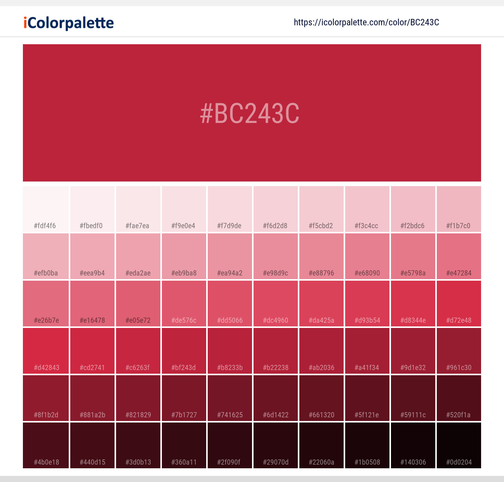 Pantone 19-1664 True Red Color | Hex Code #BC243C information | Hsl Rgb | Pantone