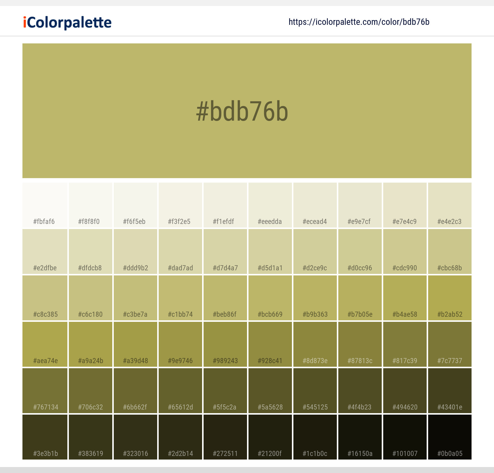 Dark Khaki Color Bdb76b Information Hsl Rgb Pantone