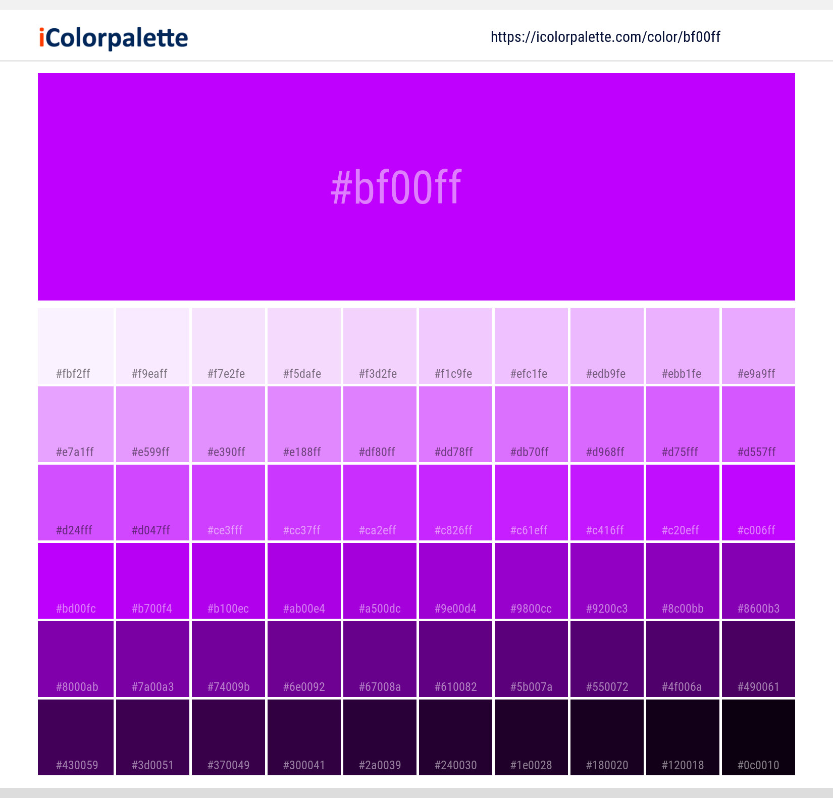 Electric Purple Color | bf00ff information | Hsl | Rgb | Pantone