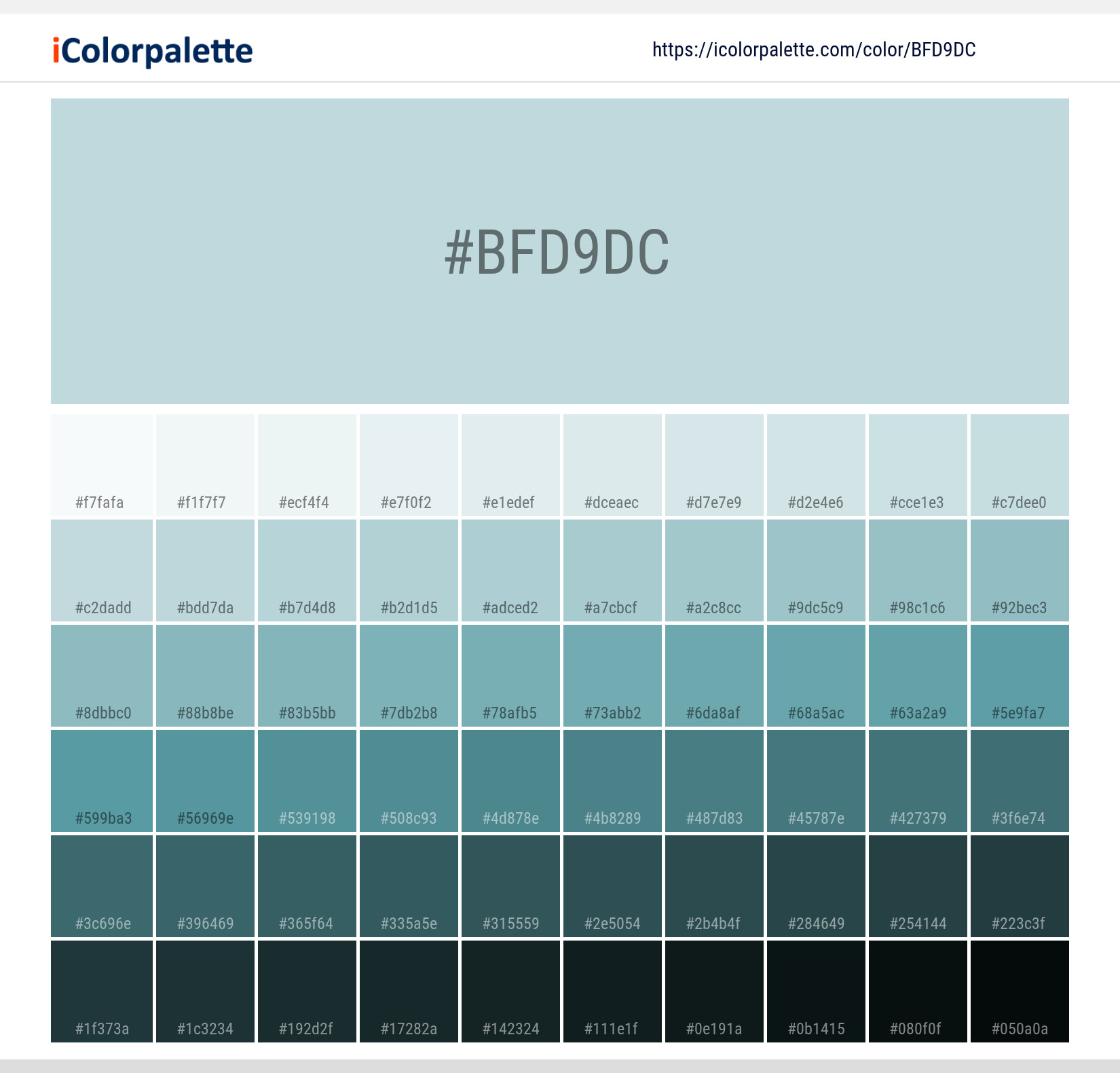 Pantone 12 4607 Tpx Pastel Blue Color Hex Color Code Bfd9dc Information Hsl Rgb Pantone