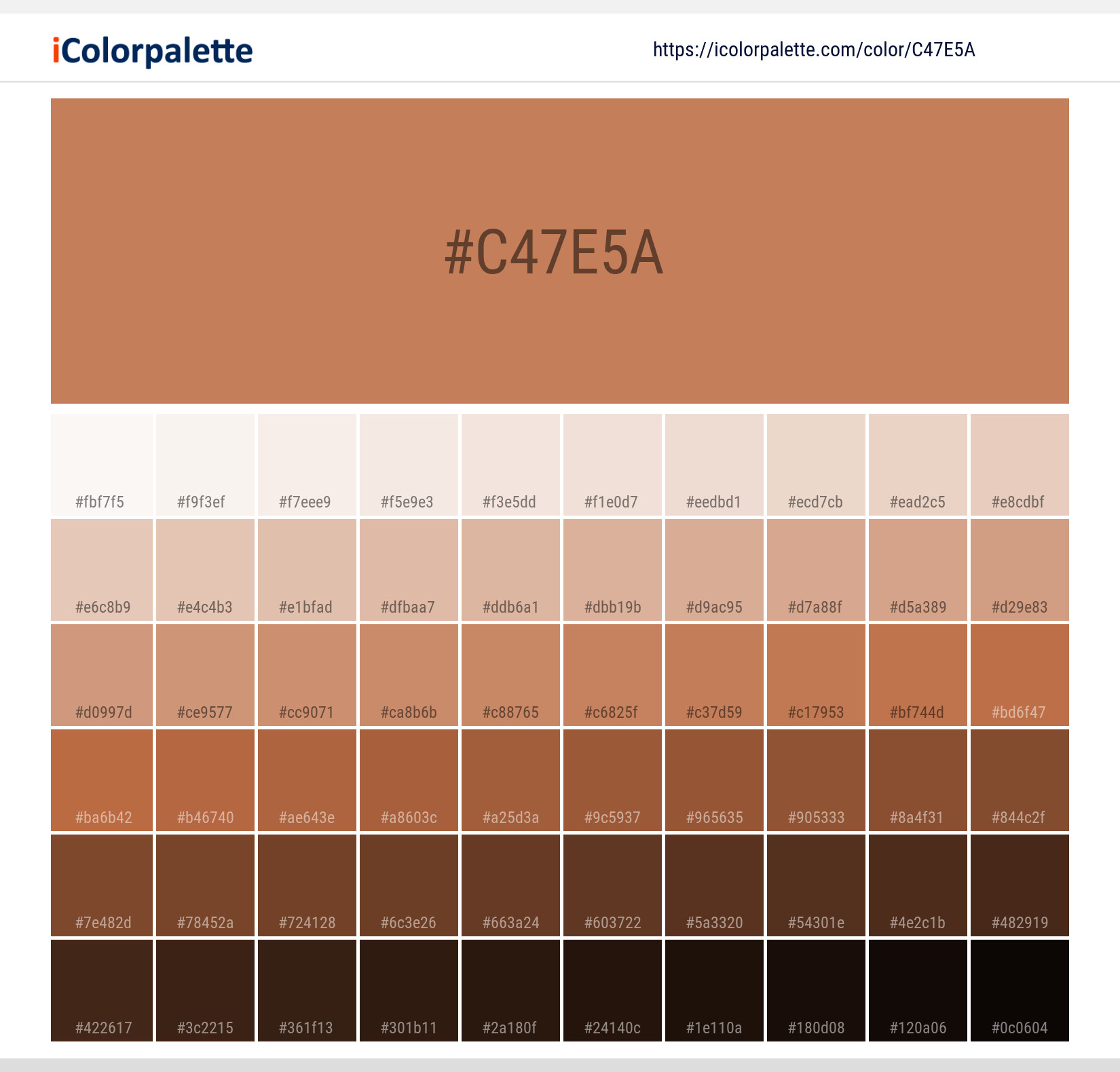 Pantone 161325 Tcx Copper Color Hex color Code C47E5A information
