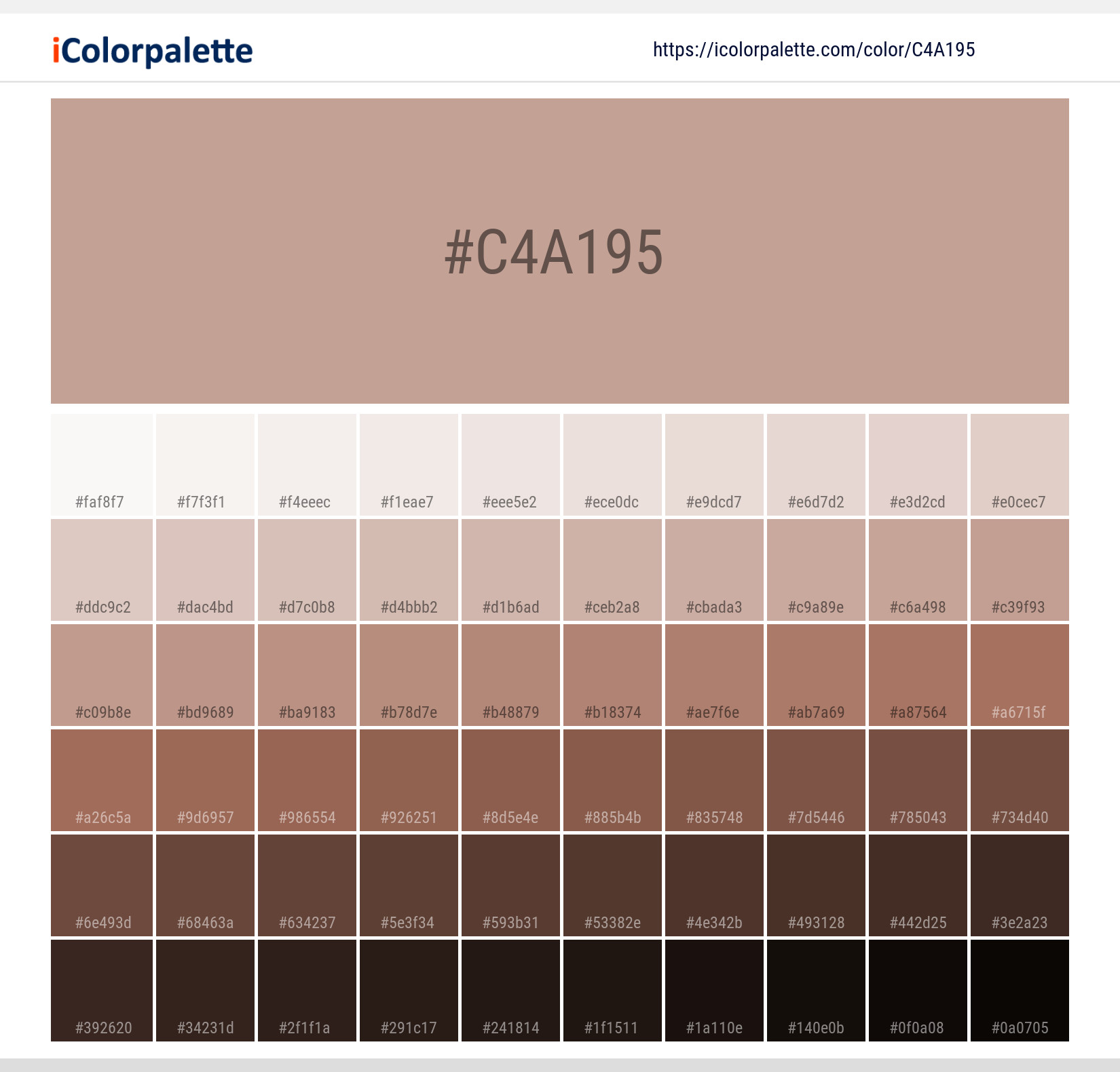Pantone 7521 U Color | Hex color Code #C4A195 information | Hsl | Rgb ...