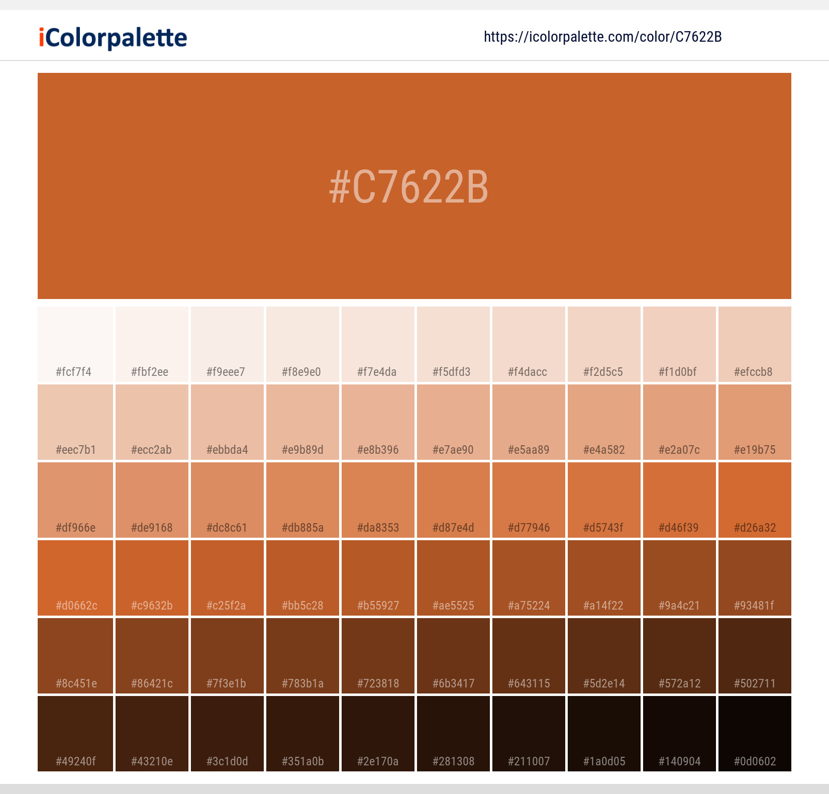 Pantone 16 1448 Tpx Burnt Orange Color Hex Color Code C7622B 