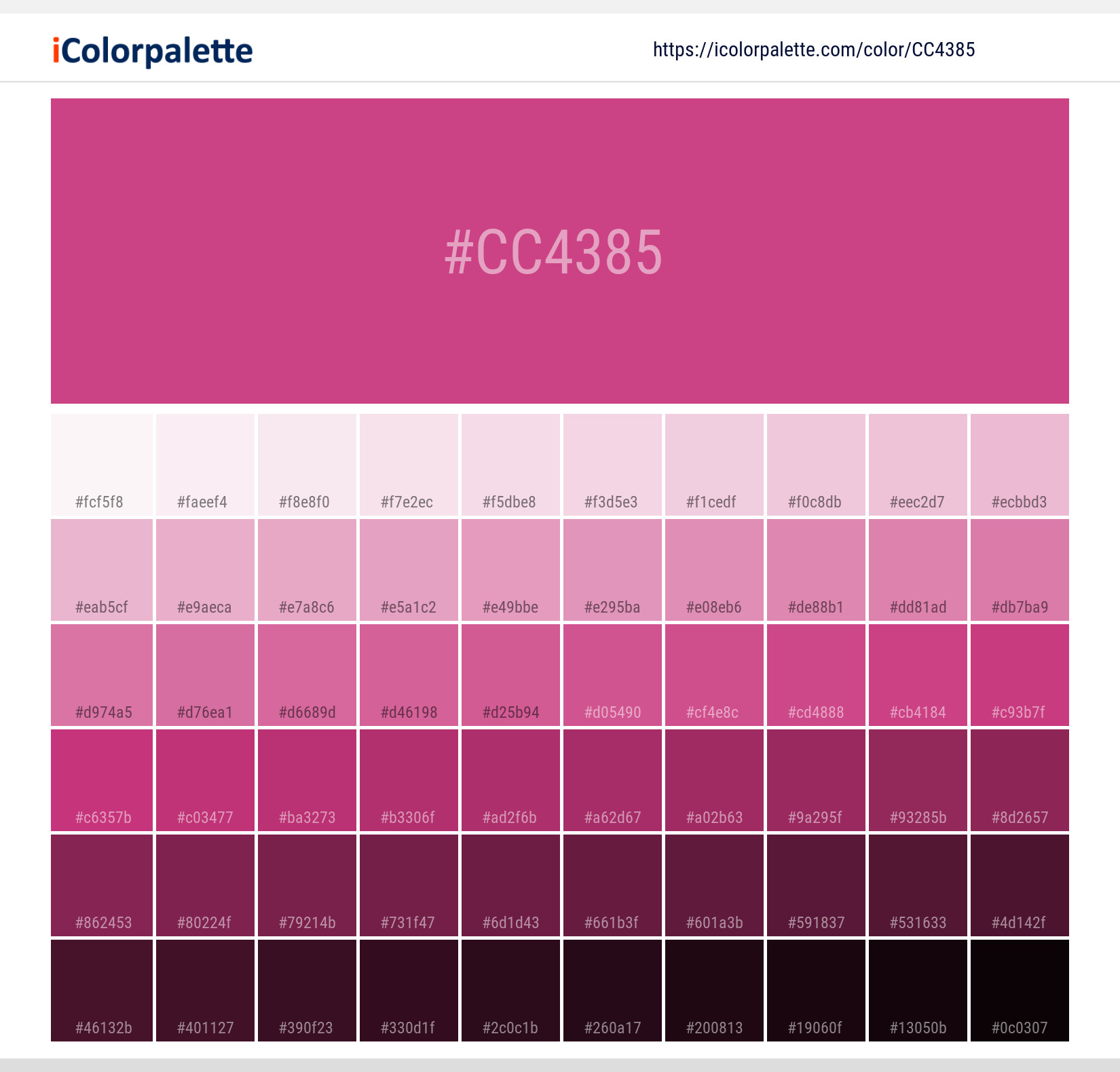 Hex Color #cc4385 information | Hsl | Rgb | Pantone