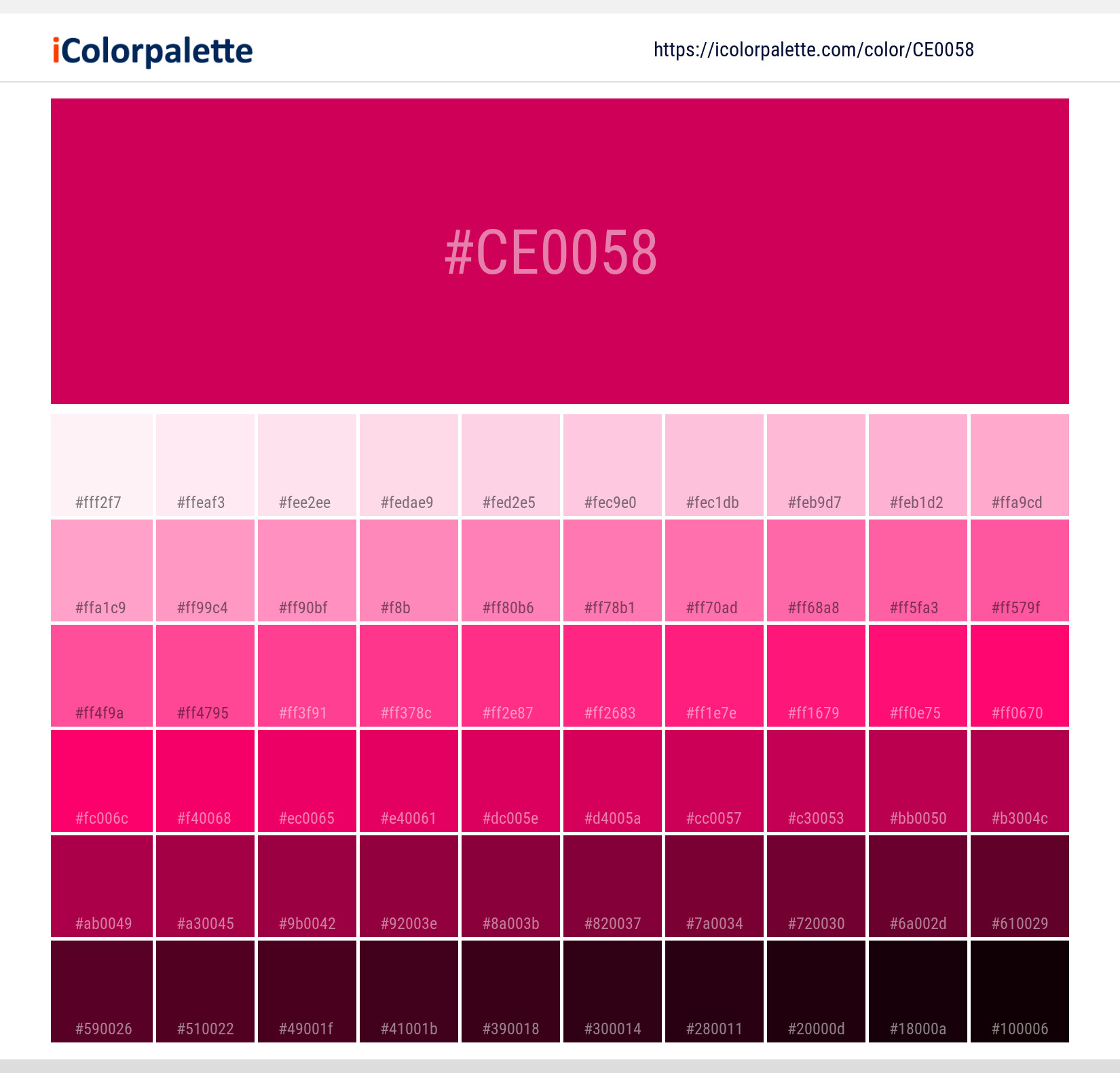 Hex Color Code Ce0058 Pantone Rubine Red C Color Information Hsl