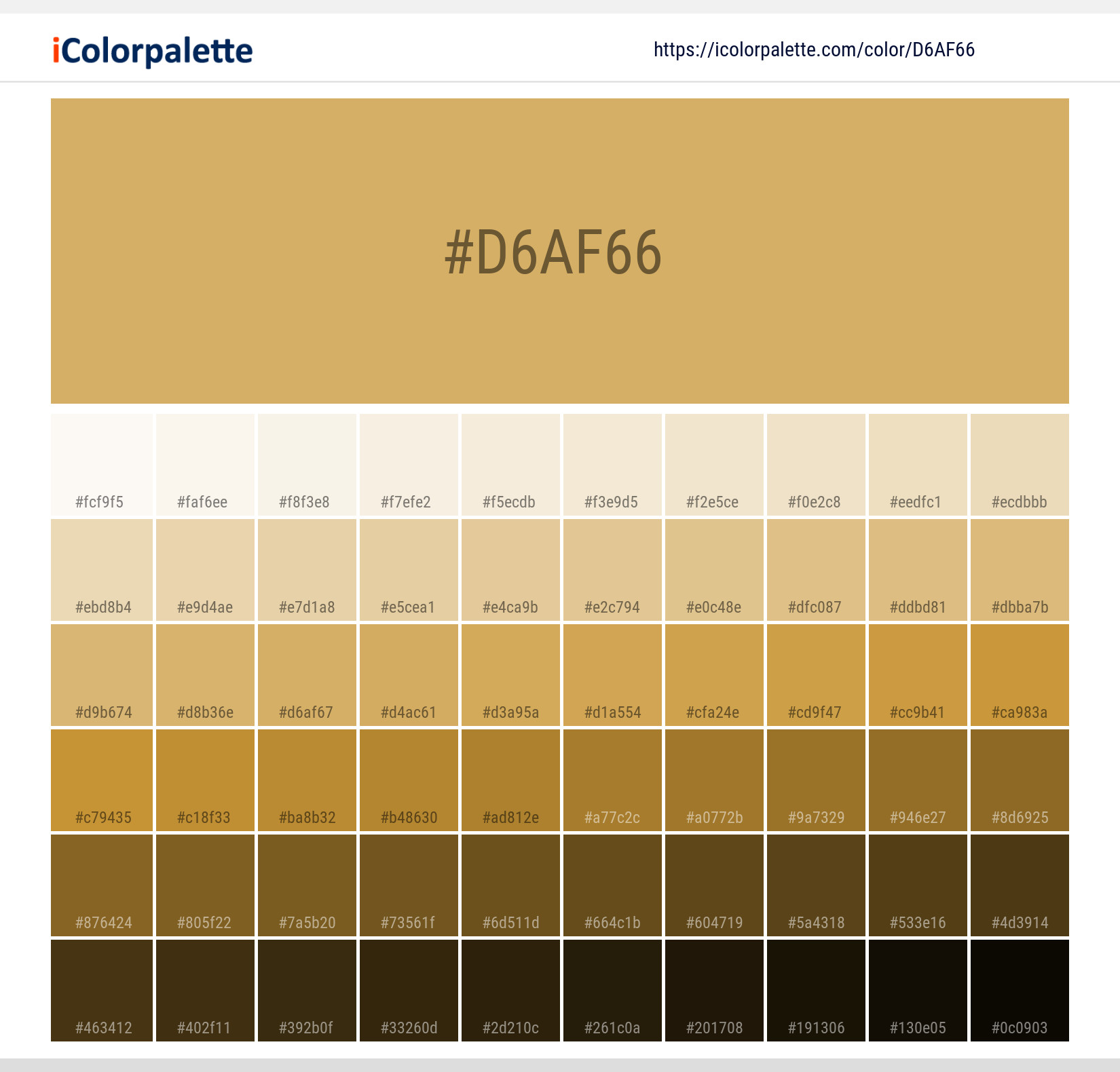 Pantone 141036 Tcx Ochre Color Hex color Code D6AF66 information