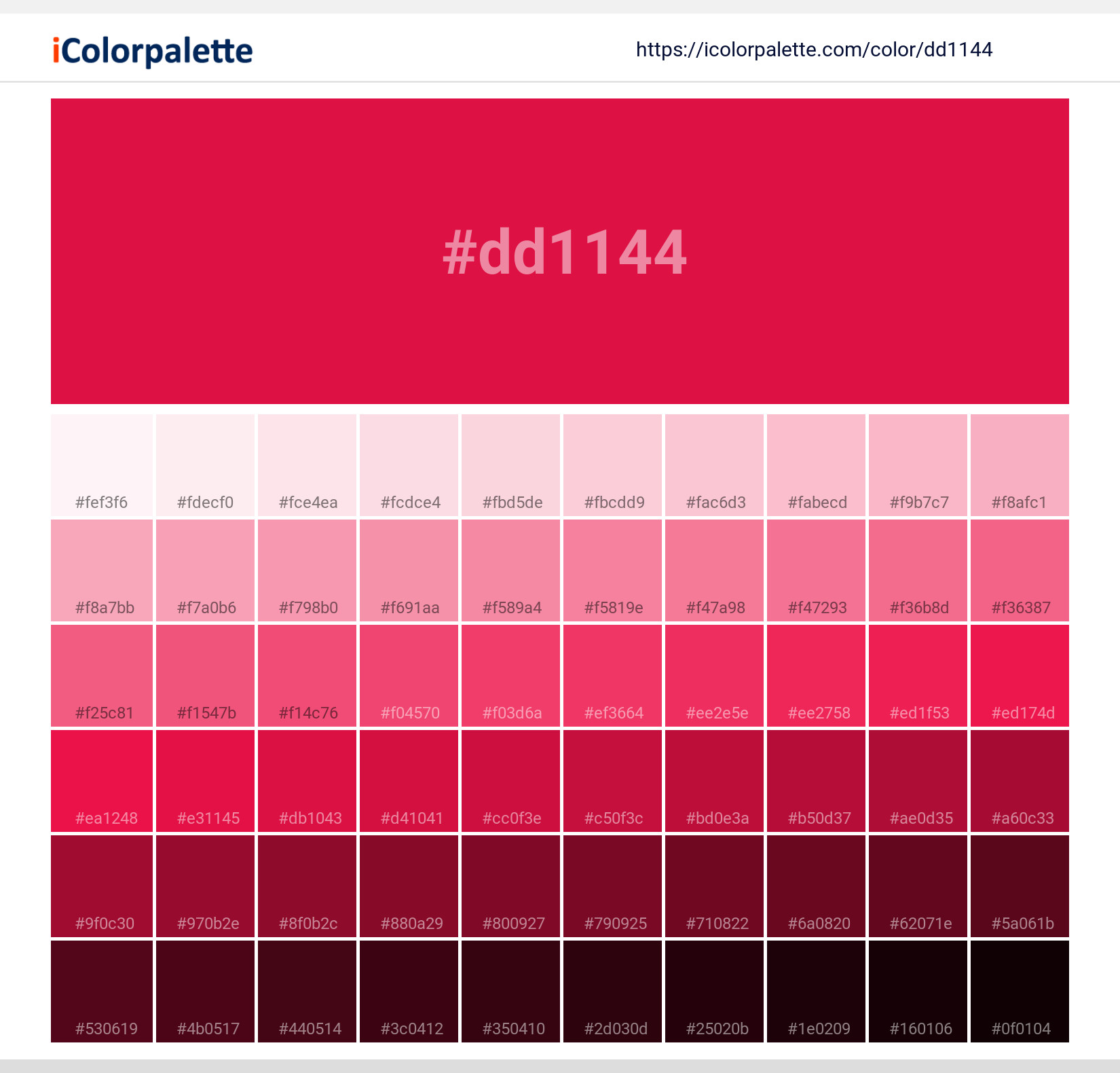 Red Herring Color | dd1144 information | Hsl | Rgb | Pantone