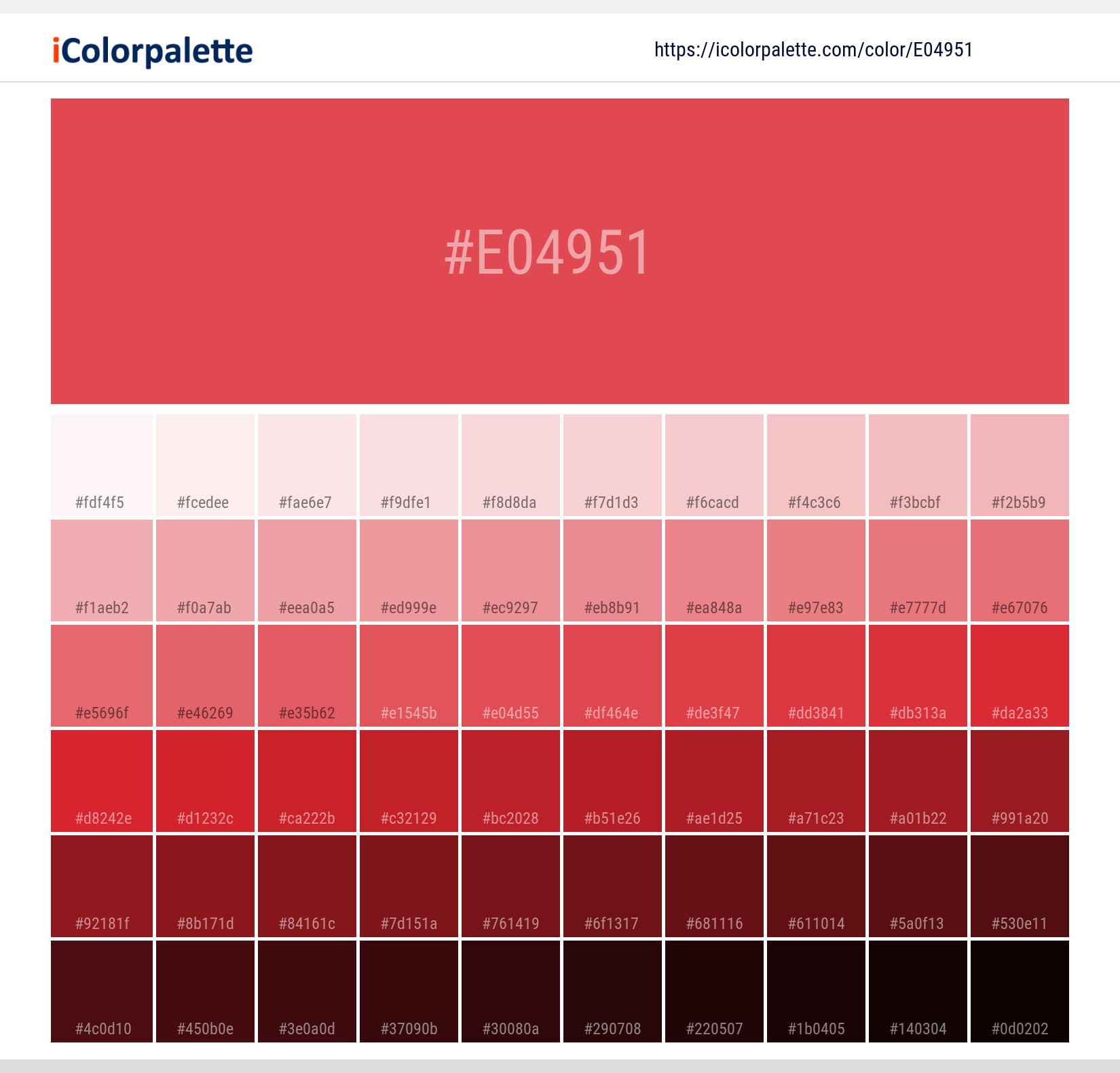 Pantone 181651 Tcx Cayenne Color Hex color Code E04951 information