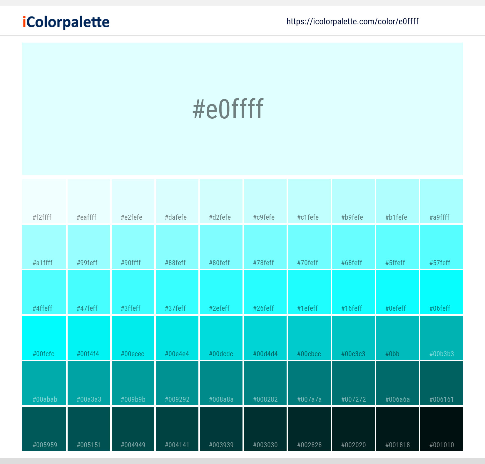 Light Cyan Information Hsl Rgb Pantone