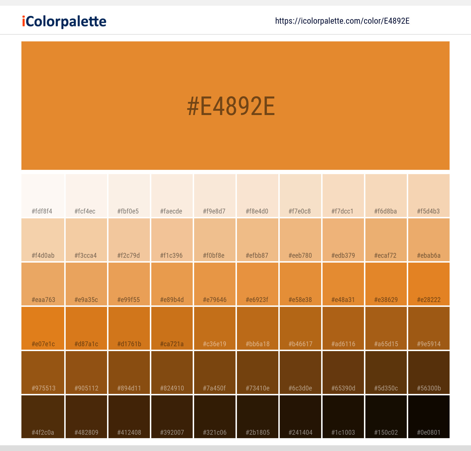 Pantone P 24-7 C Color | Hex color Code #e4892e information | Hsl 