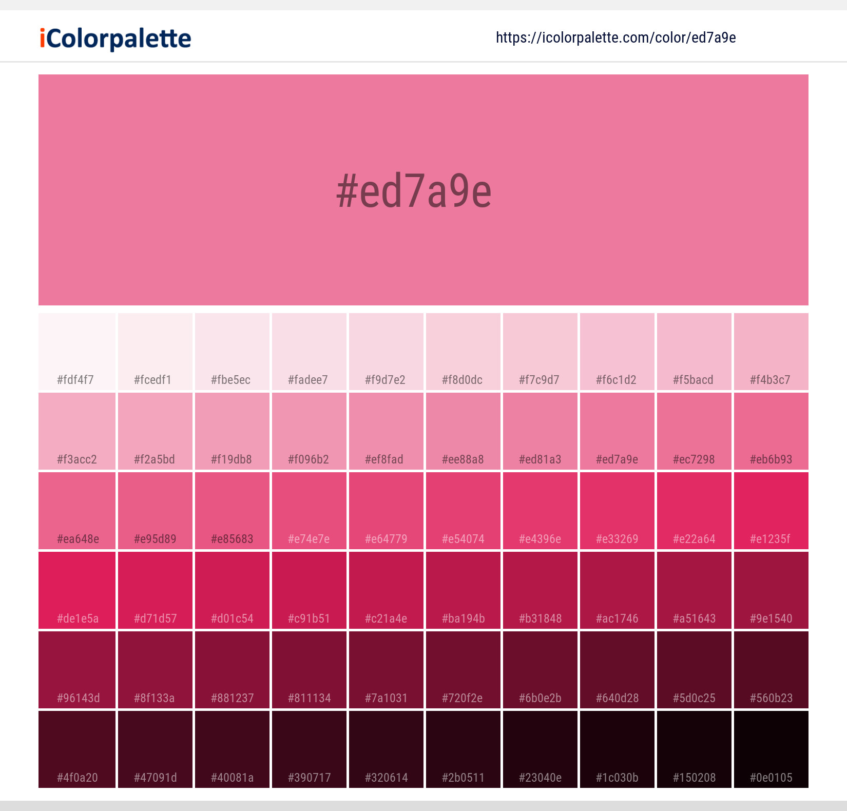 Pantone 162124 Tcx Pink Carnation Color Hex color Code ED7A9E