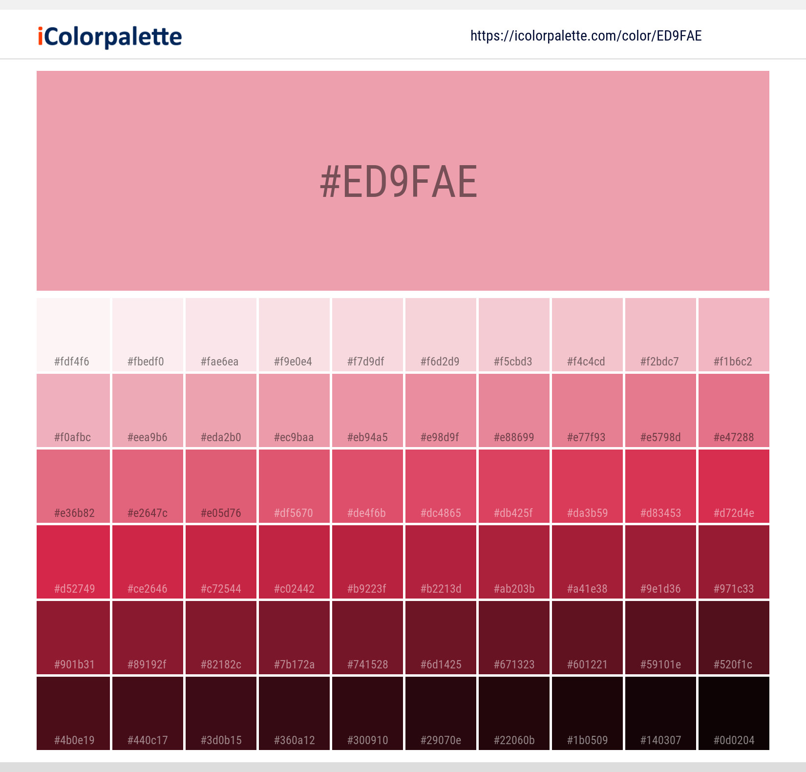 Pantone 151816 Tpx Peony Color Hex color Code ED9FAE information