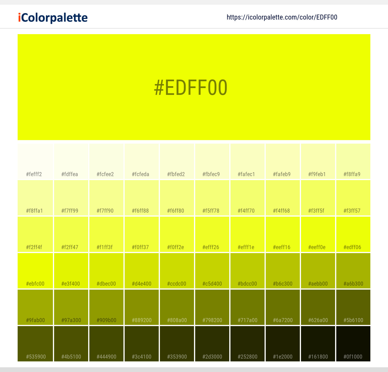  Pantone 13-0630 Tn Safety Yellow Color | Hex color Code #EDFF00  information | Hsl | Rgb | Pantone
