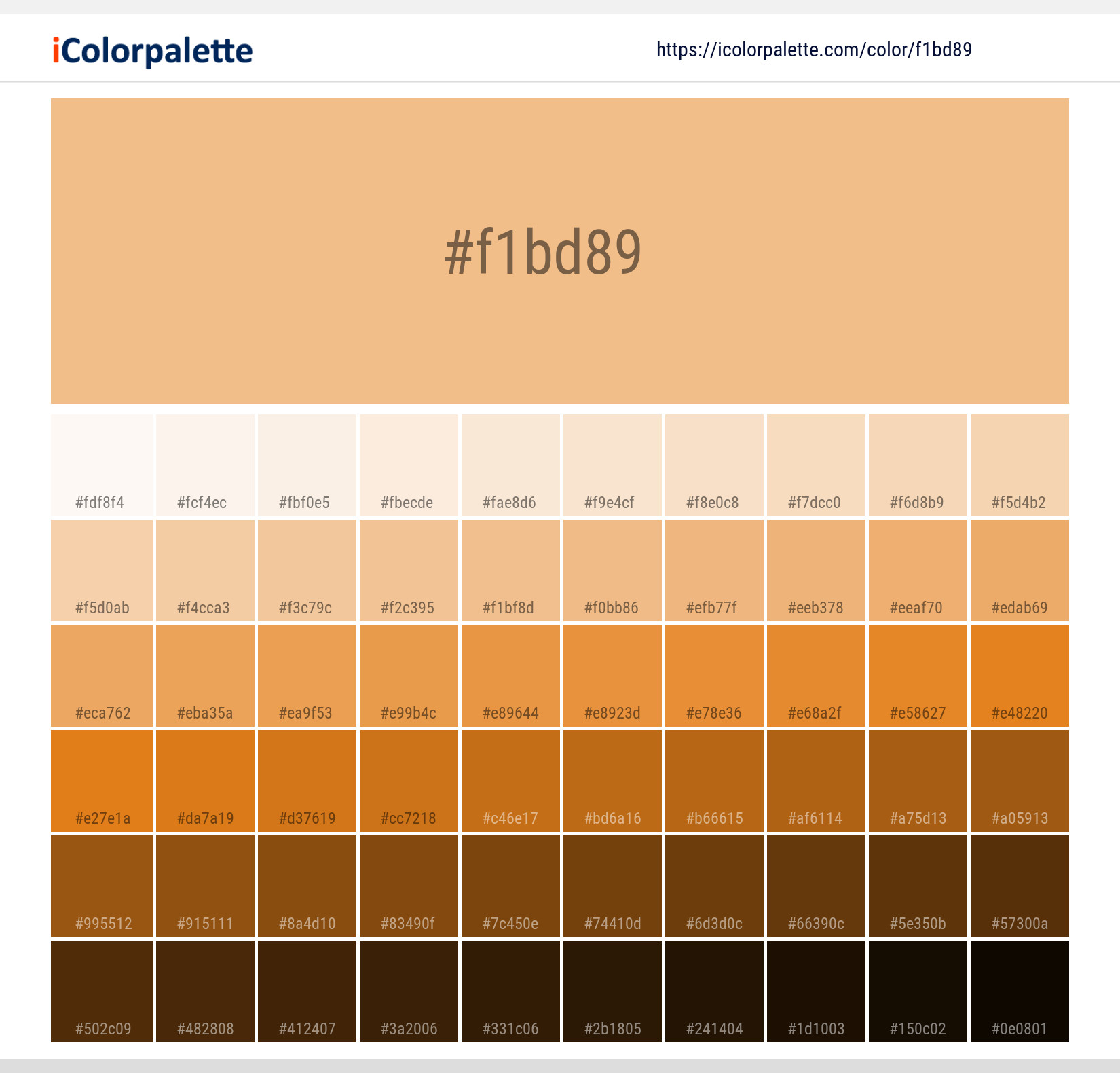 Pantone 131027 Tcx Apricot Cream Color Hex color Code f1bd89
