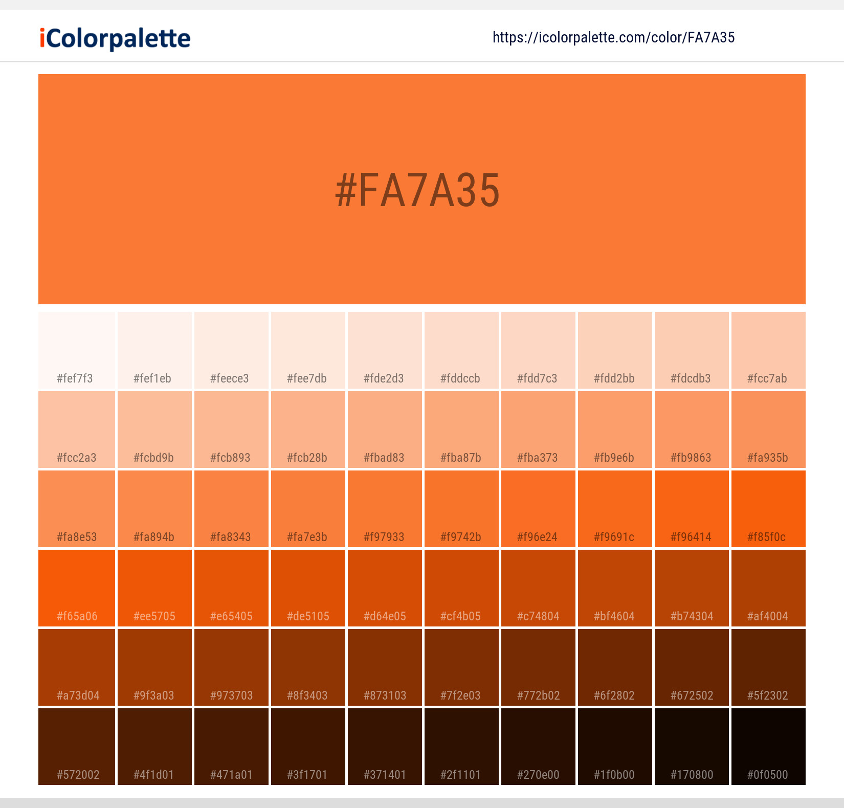 Hex Color Code Fa7a35 Pantone 16 1359 Tcx Orange Peel Color Information Hsl Rgb Pantone Hex Color Code Fa7a35 Pantone 16 1359 Tcx Orange Peel Color Information Hsl Rgb Pantone
