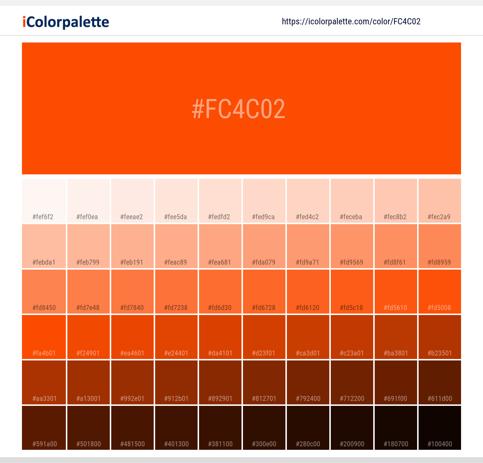 Pantone 1655 C Color | Hex color Code #FC4C02 information | Hsl