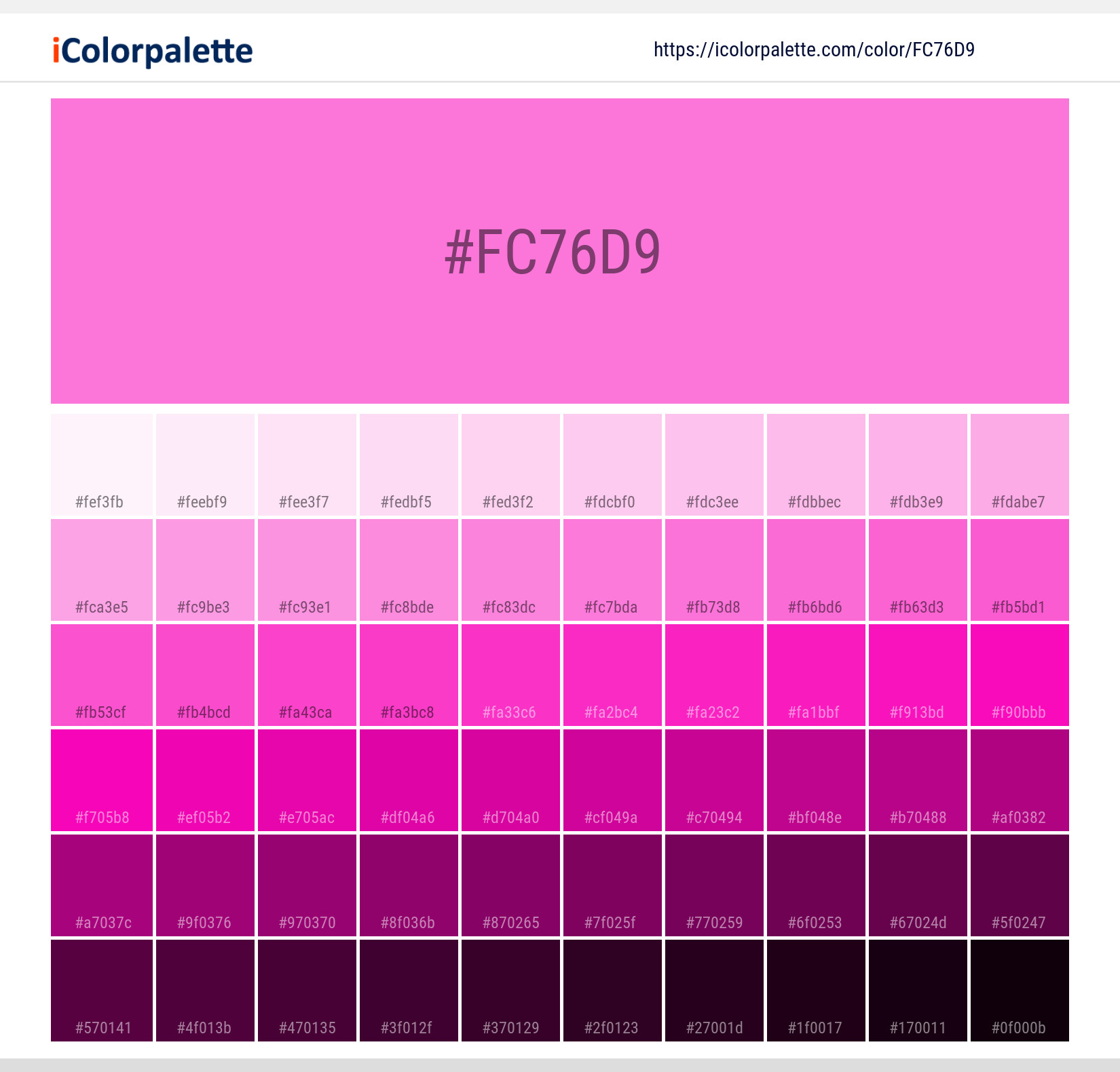 Pantone 927 C Color | Hex color Code #fc76d9 information