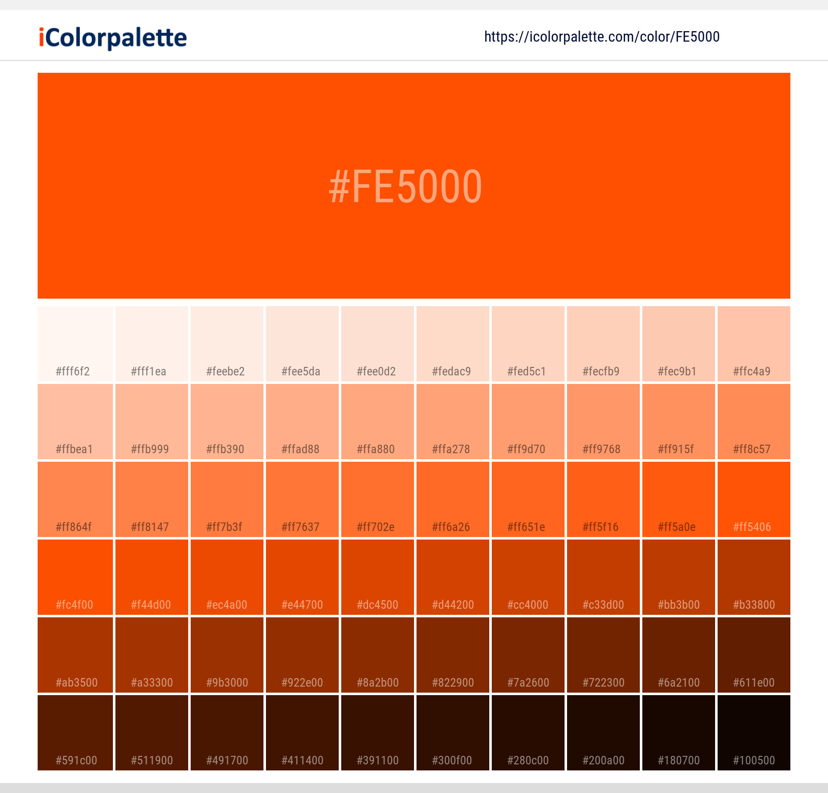 Pantone Orange 021 C Color Hex Color Code Fe5000 Information Hsl