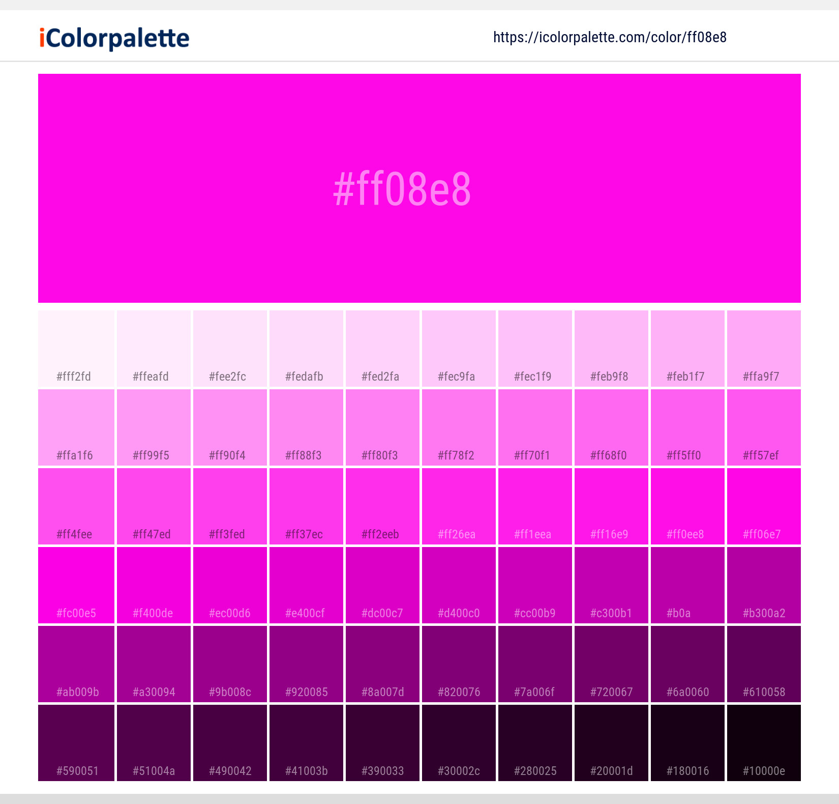 Bright Magenta Color | ff08e8 information | Hsl | Rgb | Pantone