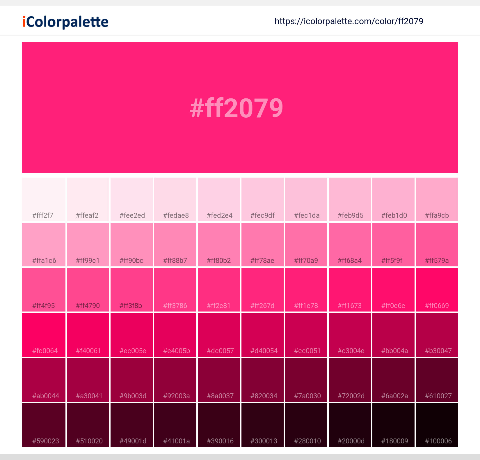 Cyberpink (similar) Color | ff2079 information | Hsl | Rgb