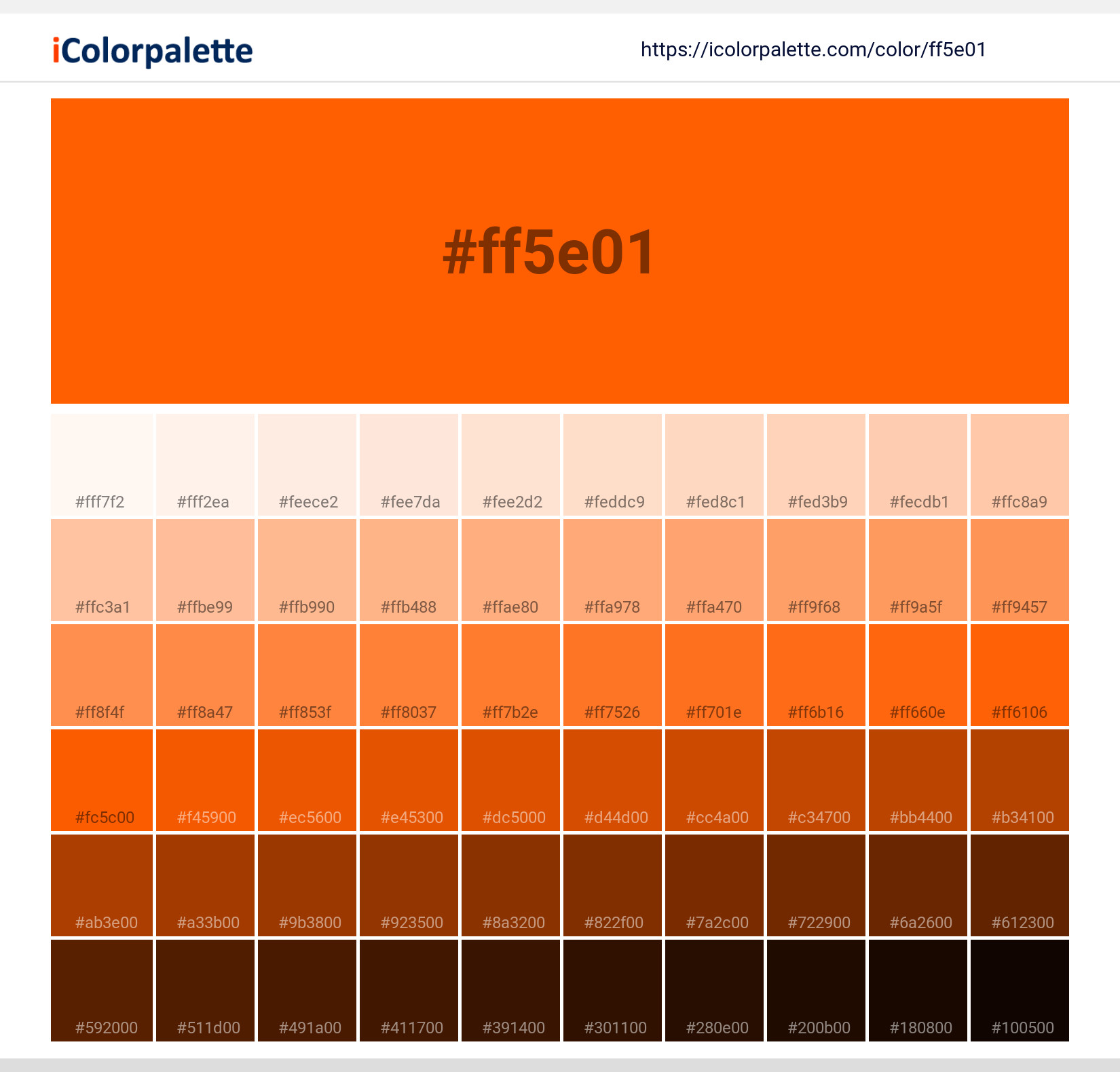 その他 COLOR GUIDE Ver.20 Vivid Orange (similar) Color | ff5e01 information | Hsl