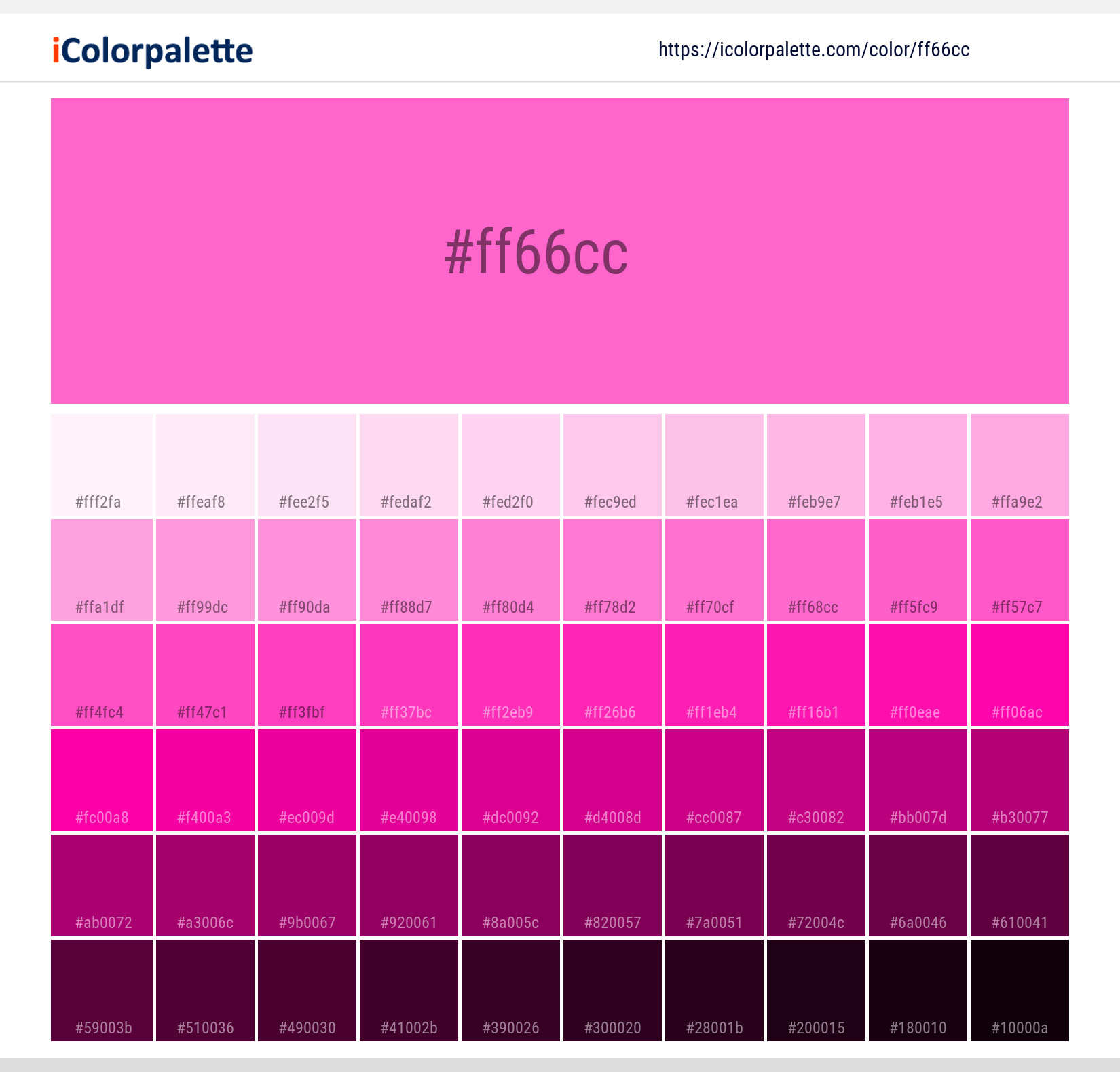 Rose Pink Color Chart