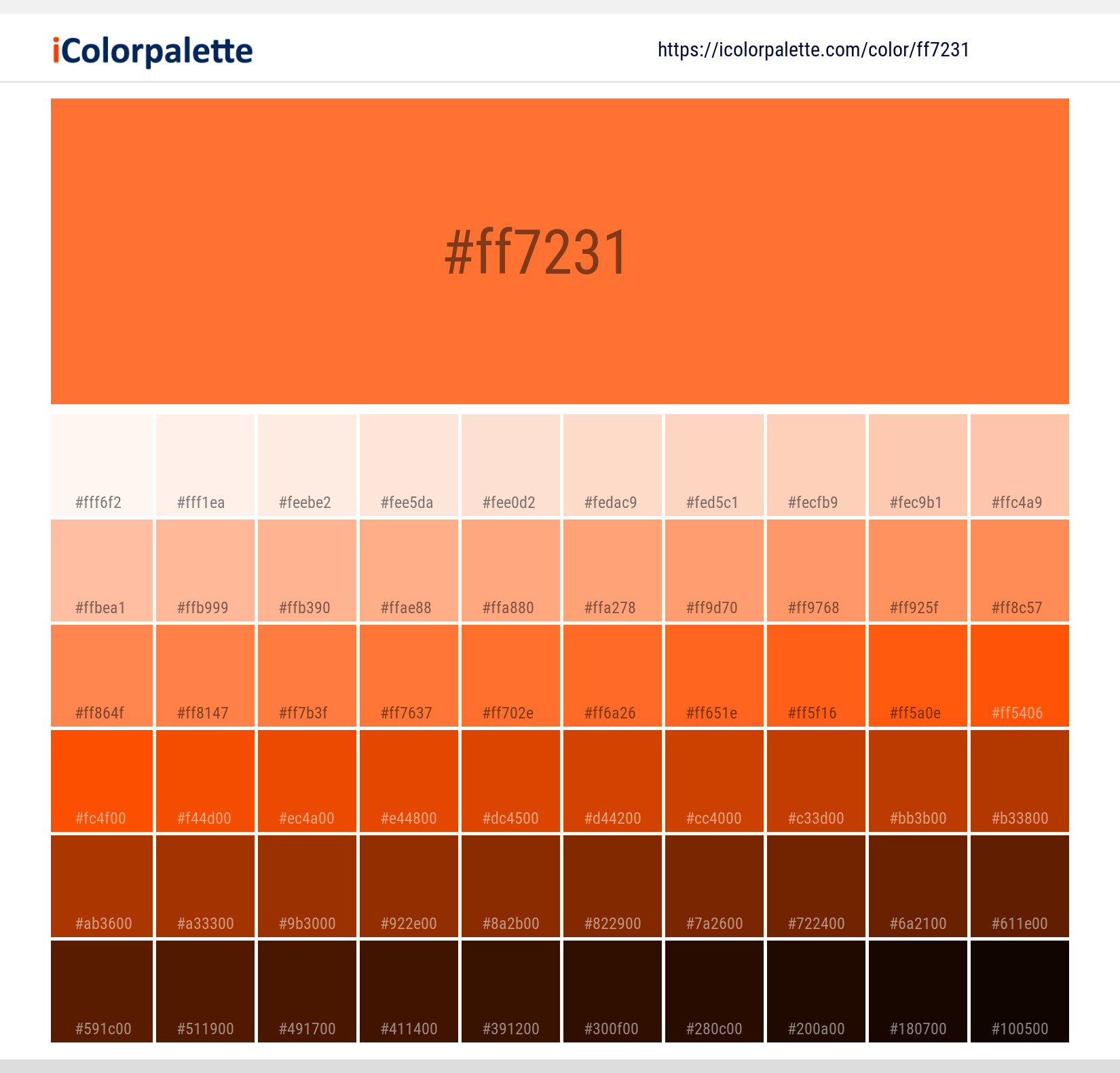 Pantone Bright Orange U Color, Hex color Code #ff7231 information, Hsl, Rgb
