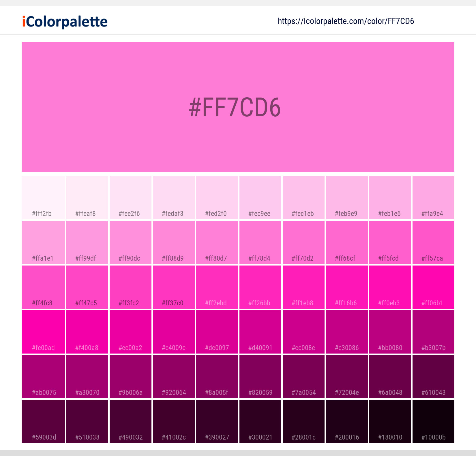Pantone 906 C Color | Hex color Code #FF7CD6 information