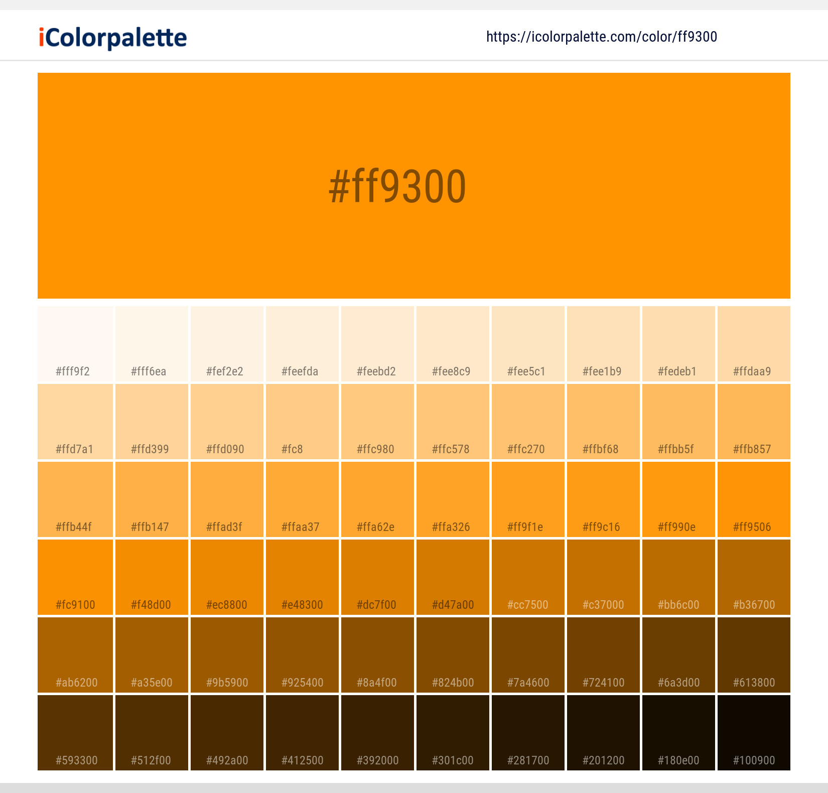 Tangerine Color ff9300 information Hsl Rgb Pantone