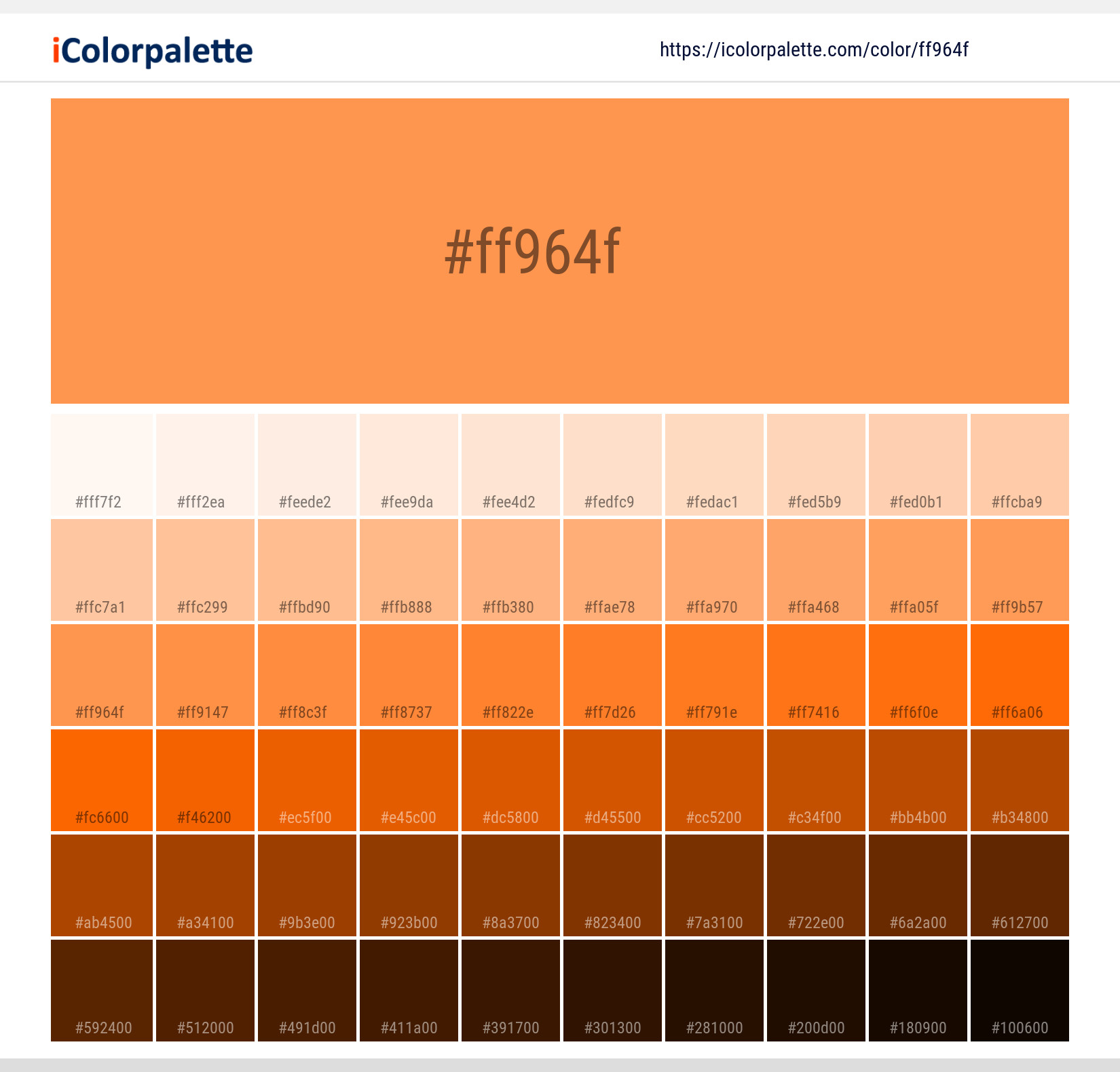 Hex Color Code ff964f Pastel orange color information 