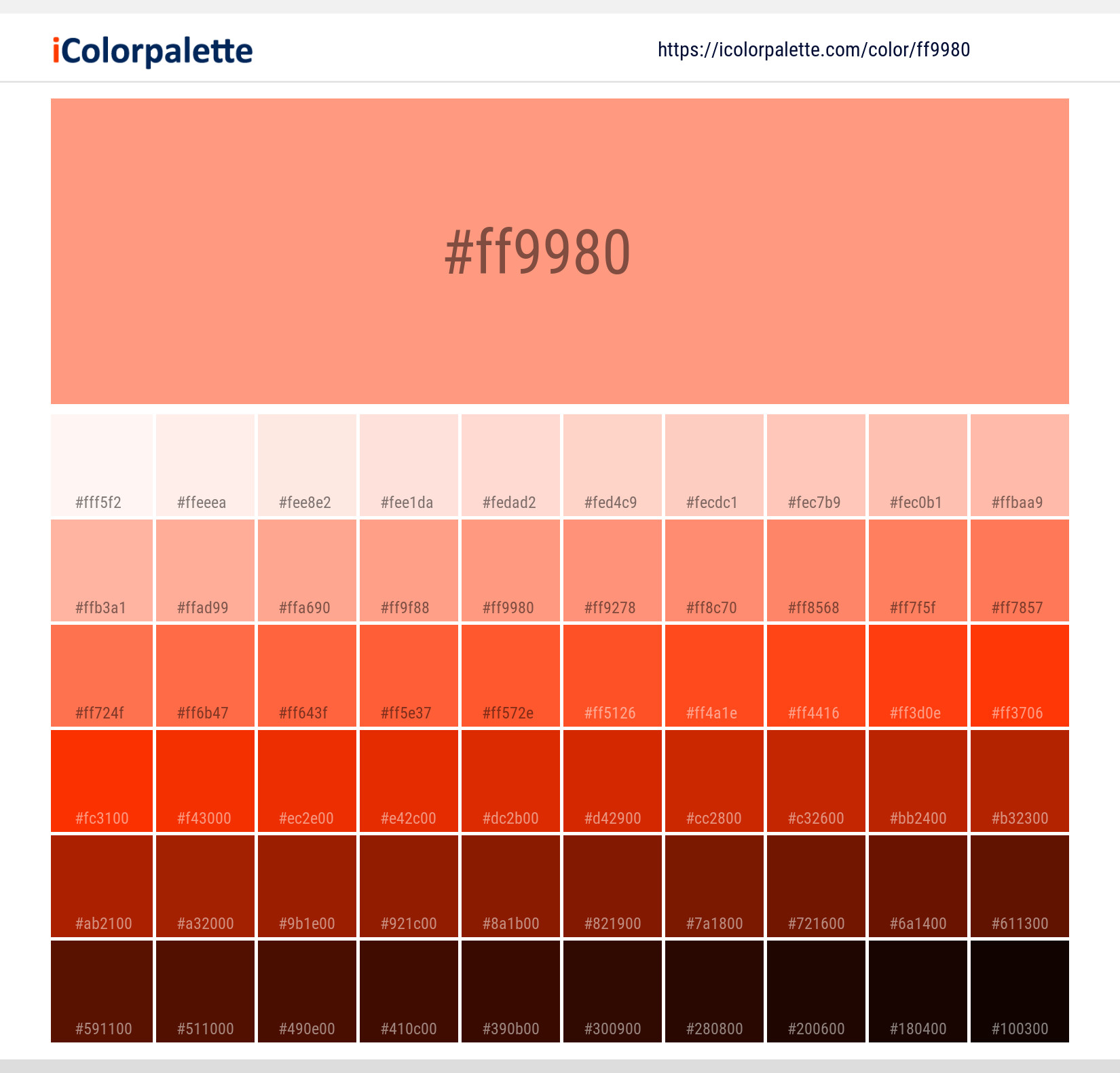 Vivid Tangerine Color | ff9980 information | Hsl | Rgb | Pantone