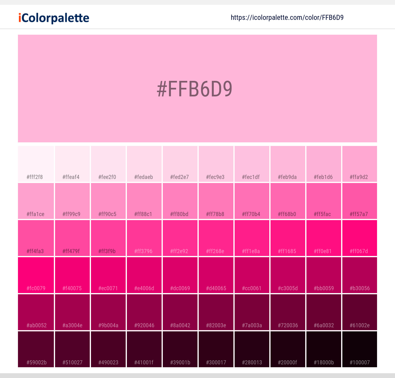 Hex Color #ffb6d9 | Printing Match PANTONE 940 C | Color conversion ...