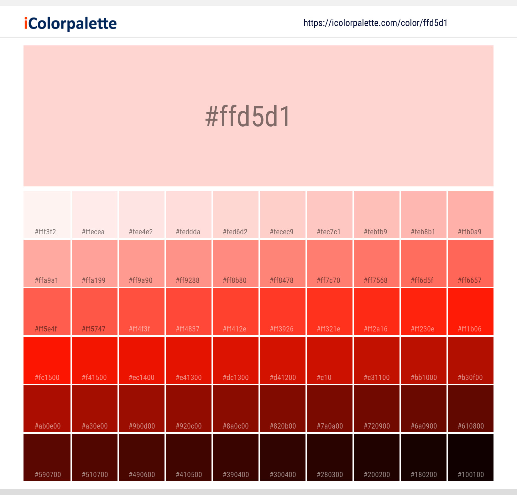 Pink Clay Color ffd5d1 information Hsl Rgb Pantone